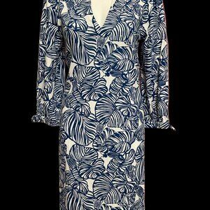 Lilly Pulitzer NWT Cath 3/4 Sleeve Dress Aegan Navy Beach Path - Size M